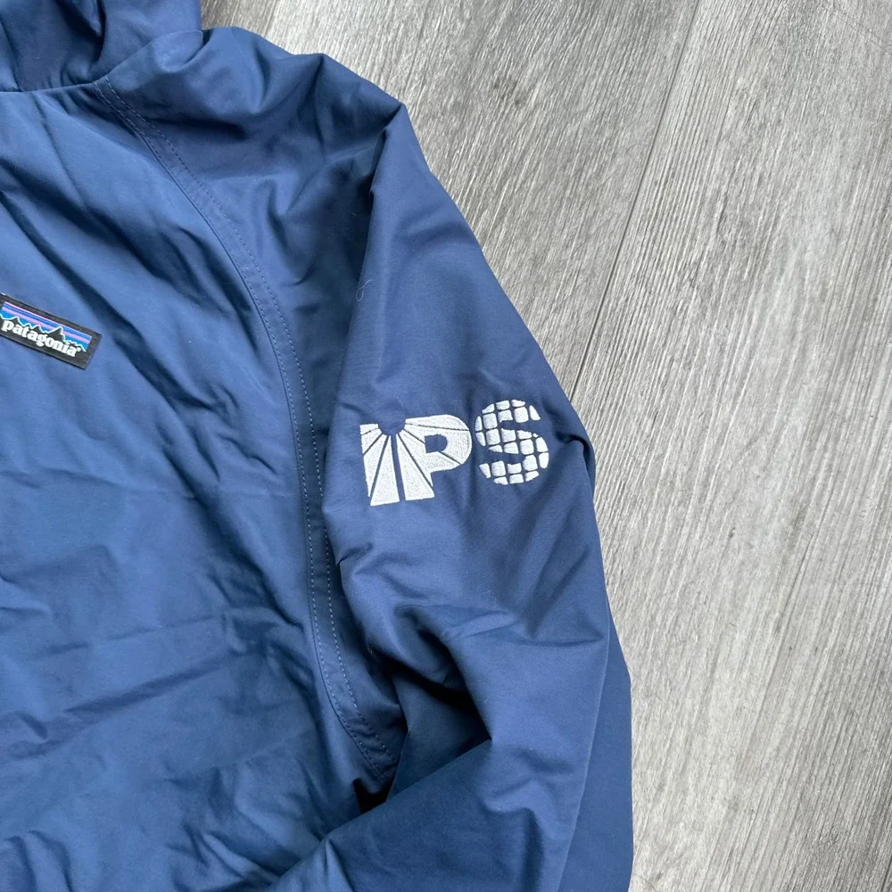 Patagonia Full Zip Jacket Mens XL Navy Blue Baggies bomber IPS Logo embroidered